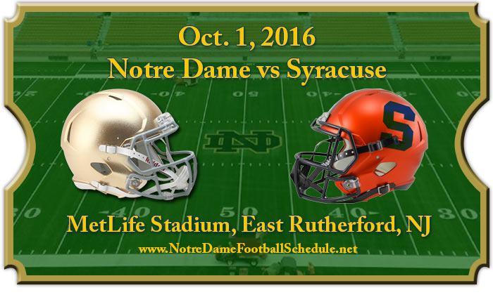 Notre Dame Fighting Irish Vs Syracuse Orange Football Tickets | 10/01/16